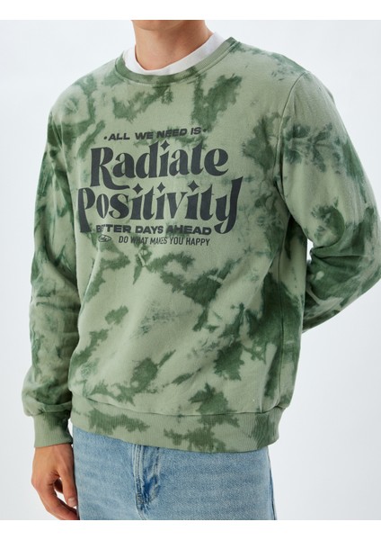 Slogan Baskılı Sweatshirt Bisiklet Yaka Yıkamalı Şardonlu Pamuk Karışımlı indirimleri