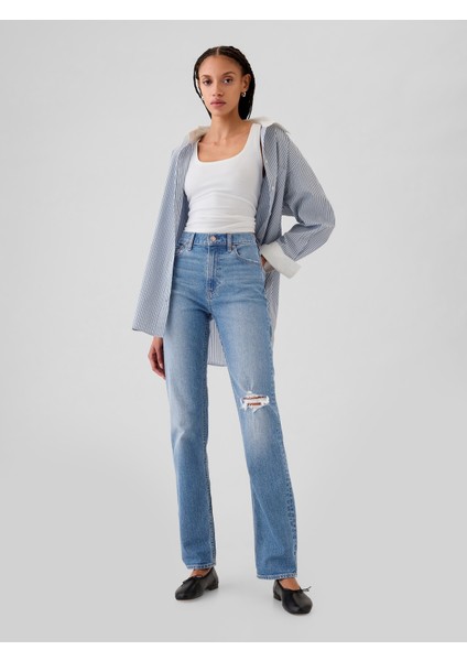 Kadın Mavi High Rise '90S Straight Jean Pantolon
