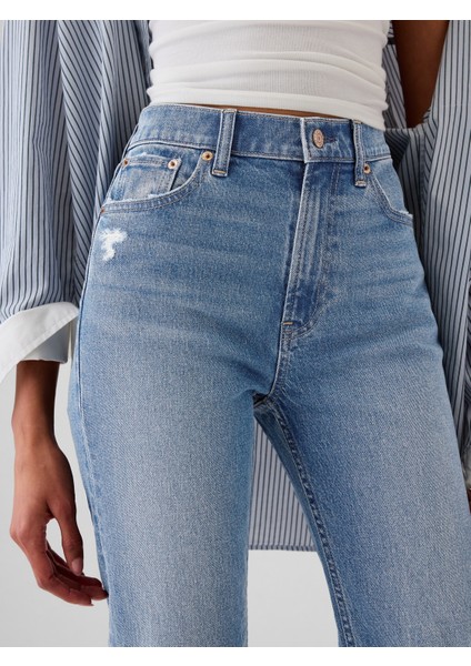 Kadın Mavi High Rise '90S Straight Jean Pantolon fiyatları