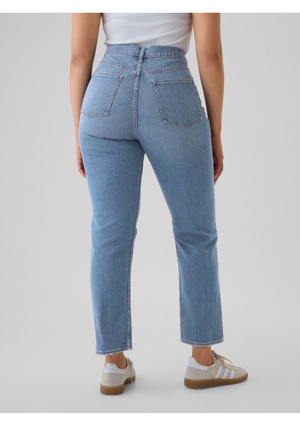 Kadın Mavi High Rise '90S Straight Jean Pantolon fırsatları
