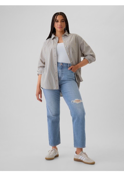 Kadın Mavi High Rise '90S Straight Jean Pantolon indirimleri