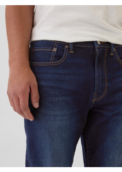 Erkek Koyu Mavi Gapflex Athletic Slim Soft Wear Jean Pantolon modelleri
