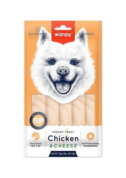 Wanpy Krema Tavuklu ve Peynirli Sıvı Köpek Ödülü 5X14 gr