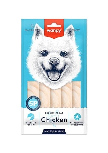 Wanpy Krema Tavuklu Sıvı Köpek Ödülü 5X14 gr