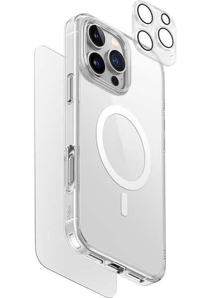 Apple iPhone 16 Pro Clearvue Magsafe 3in1 Set Clear Hybrid Koruyucu Kılıf + Optix Clear Ekran + Lens Koruyucu