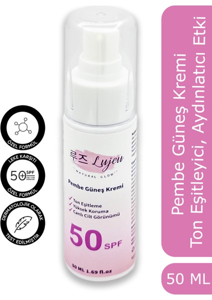 Pembe Renkli Güneş Kremi - Spf 50 - Glutatyon Hyaluronik Asit Etkili