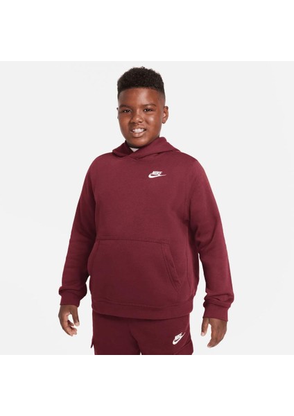 Sportswear Hoodie Club Çocuk Bordo Sweatshirt