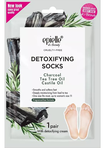 Detoks Etkili Ayak Maskesi Çorap – Charcoal & Çay Ağacı Yağı – 1 Çift