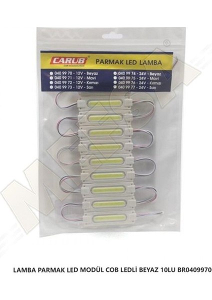 Parmak Led Modül Cob Ledli Beyaz Su Geçirmez (12 V)(10 Adet)