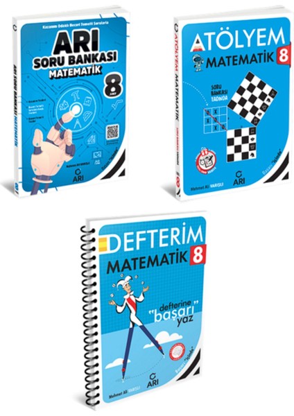 Arı Yayınları 8. Sınıf Matematik Seti Atölyem-Soru Bankası-Defter