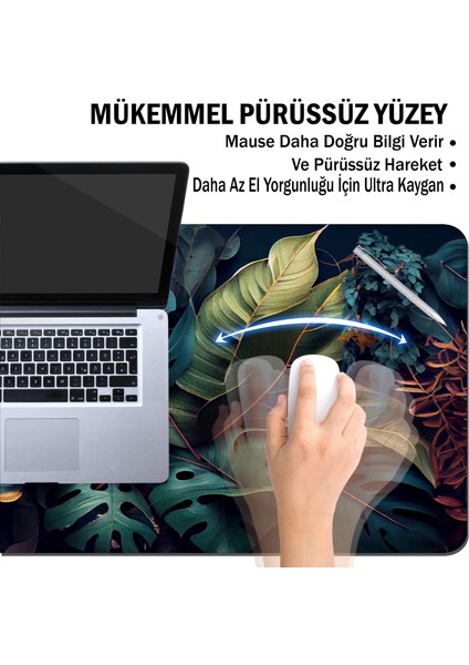 Asmat Paw Xxl 90*40 cm Tropikal Desenli Rahat Çalışma ve Oyun Klavye Mausepad /klavye ve Fare Altlığı