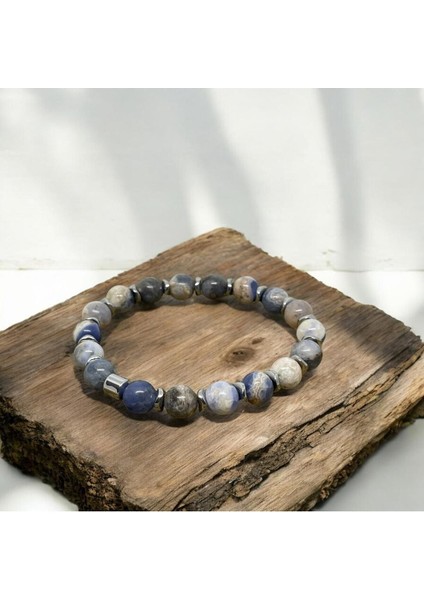 Sodalit Doğal Taş Bileklik (8mm Küre Kesim)