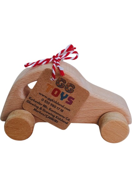 Gg Toys - Montessori Doğal Ahşap Tekerlekli Oyuncak - Araba (Model 2)