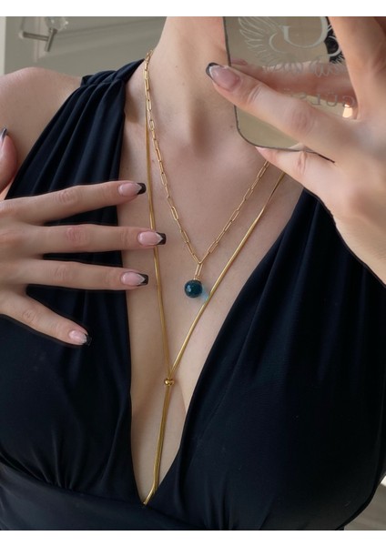 Çelik Altın Kaplama Uzun 2'li Kolye fiyatları