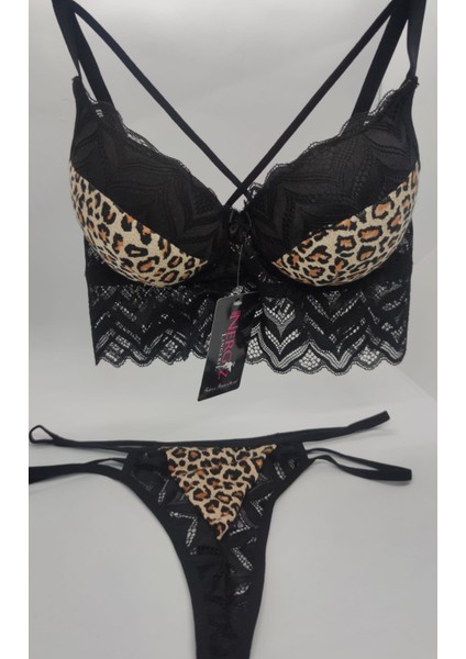 Leopar Desenli Destekli Sütyen Takımı