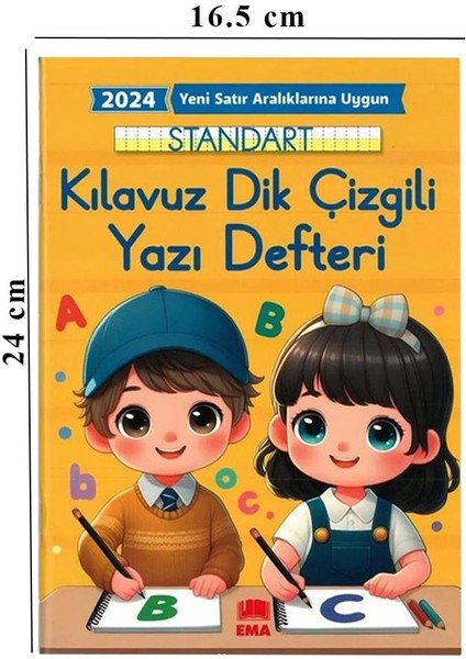 Yeni Müfradat Güzel Yazı Defteri Orta Boy 16.5X24  24 Yaprak 1 Adet Standart Kılavuz Dik Çizgili Yazı Defteri Satır Aralıklarına Uygun