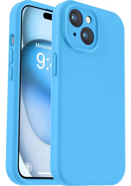 iPhone 15 Kılıf Yüksek Kalite 3D Kamera Korumalı Içi Kadife Lansman Liquid Silikon Kapak