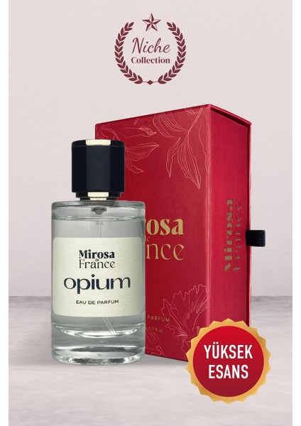 de France Opium Niche Collection Yüksek Kalıcı Kadın Parfum Black Opium EDP Sevgililer Günü Premium Kutu 50ml N108