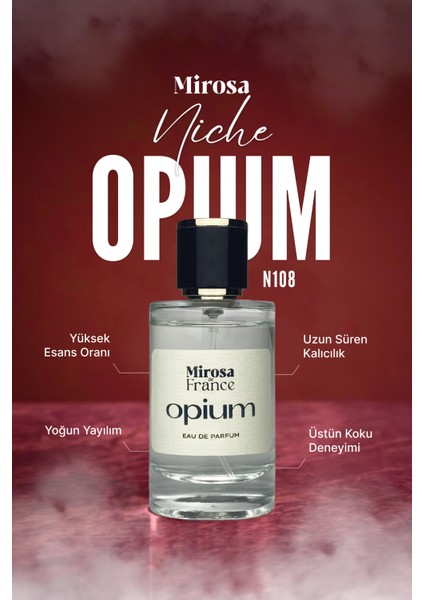 de France Opium Niche Collection Yüksek Kalıcı Kadın Parfum Black Opium EDP Sevgililer Günü Premium Kutu 50ml N108