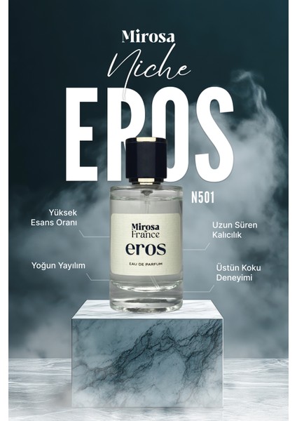 de France Eros Niche Collection Yüksek Kalıcı Erkek Parfum EDP Sevgililer Günü Premium Kutu 50ml N501