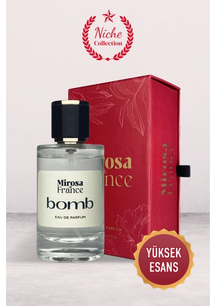 de France Bomb Niche Collection Yüksek Kalıcı Kadın Parfum Bombshell EDP Sevgililer Günü Premium Kutu 50ml N102