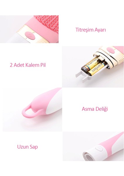 360° Dönebilen Pilli Titreşimli Kauçuk Duş Masaj Fırçası Rahatlatıcı