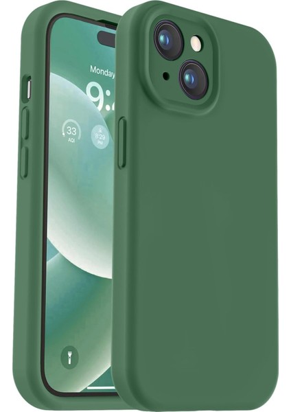 iPhone 15 Kılıf Yüksek Kalite 3D Kamera Korumalı Içi Kadife Lansman Liquid Silikon Kapak