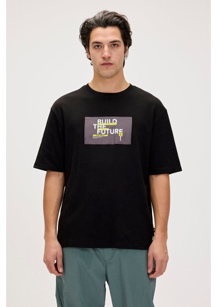 Moreno Siyah Erkek Baskılı Tişört