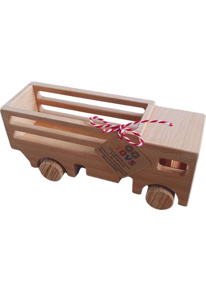 Gg Toys - Montessori Doğal Ahşap Tekerlekli Oyuncak - Kamyon