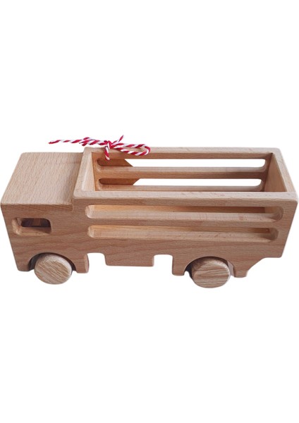 Gg Toys - Montessori Doğal Ahşap Tekerlekli Oyuncak - Kamyon