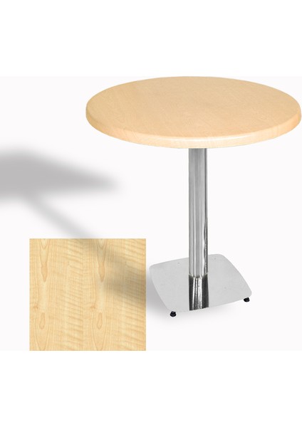 Tokyo Werzalit Yuvarlak Masa 90 cm (Kromnikel) - Akçaağaç