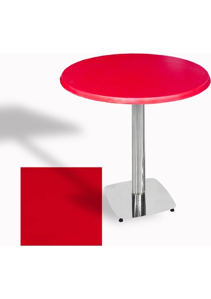 Tokyo Werzalit Yuvarlak Masa 70 cm (Kromnikel) - Kırmızı