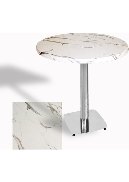 Tokyo Werzalit Yuvarlak Masa 70 cm (Kromnikel) - Afyon Mermer