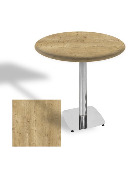 Tokyo Werzalit Yuvarlak Masa 90 cm (Kromnikel) - Avalon Pine