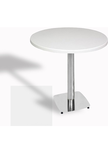 Tokyo Werzalit Yuvarlak Masa 70 cm (Kromnikel) - Beyaz