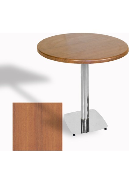 Tokyo Werzalit Yuvarlak Masa 80 cm (Kromnikel) - Koyu Ahşap