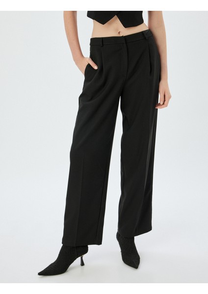 Kumaş Pantolon Pileli Cep Detaylı Düz Paça modelleri