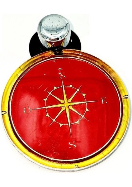 Etiketçilere Özel Vantuzlu Resimlik Gold Renk Pusula Arma Cam Süsü