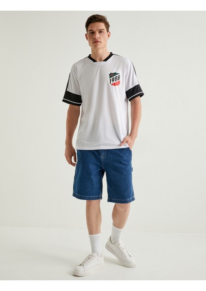 Oversize Tişört Baskılı Kısa Kollu V Yaka fiyatları