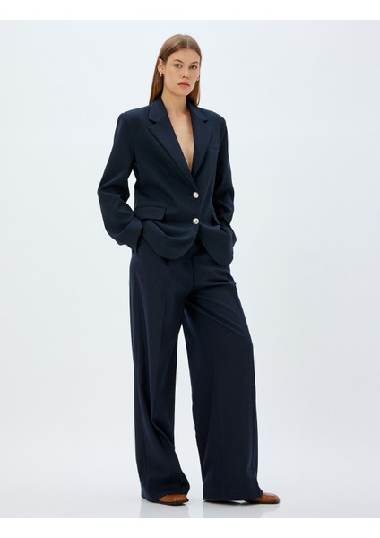 Yüksek Bel Geniş Paça Kumaş Pantolon Pile Detaylı Cepli fiyatları