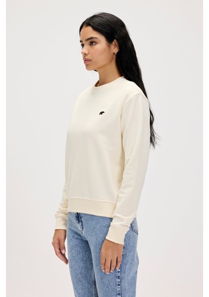 Basic Beyaz Kadın Sweatshirt