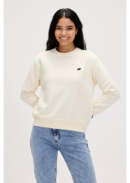 Basic Beyaz Kadın Sweatshirt