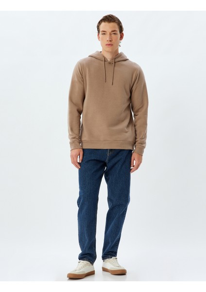 Kapşonlu Sweatshirt Basic Şardonlu Pamuk Karışımlı fiyatları