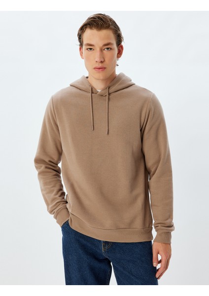 Kapşonlu Sweatshirt Basic Şardonlu Pamuk Karışımlı modelleri