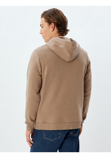 Kapşonlu Sweatshirt Basic Şardonlu Pamuk Karışımlı fırsatları