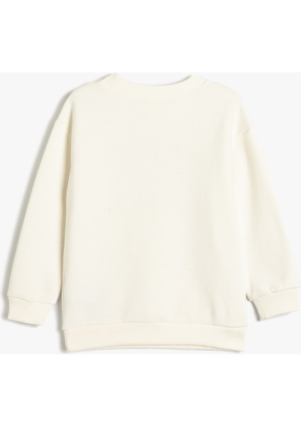 Slogan Baskılı Sweatshirt Bisiklet Yaka Pamuk Karışımlı fiyatları