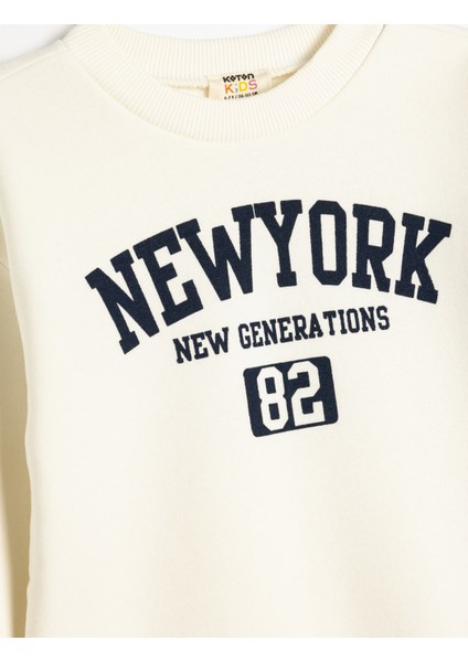 Slogan Baskılı Sweatshirt Bisiklet Yaka Pamuk Karışımlı modelleri