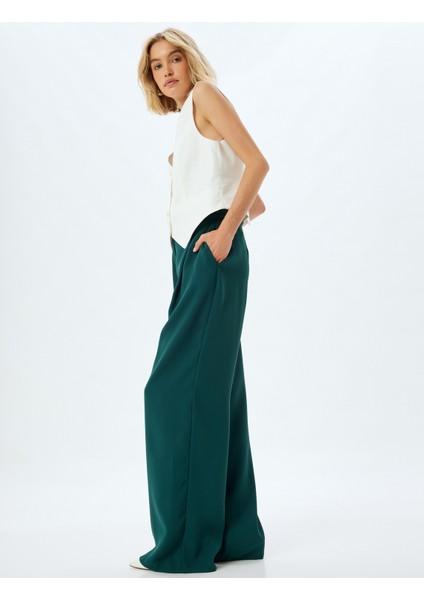 Geniş Paça Pantolon Krep Kumaş Cep Detaylı fiyatları