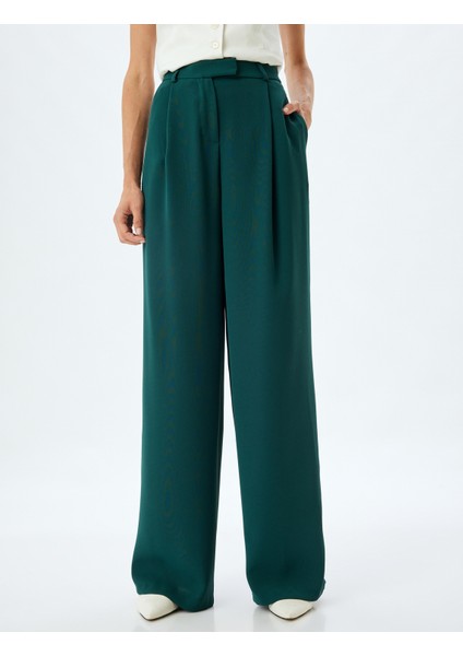 Geniş Paça Pantolon Krep Kumaş Cep Detaylı modelleri