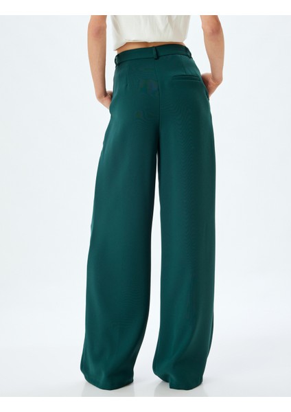 Geniş Paça Pantolon Krep Kumaş Cep Detaylı fırsatları